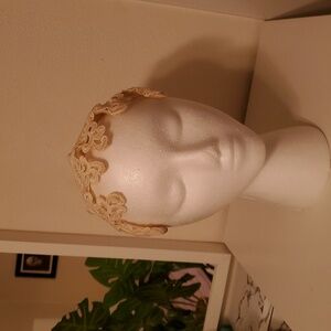 1950s Lucy Ivory Lace Retro Vintage Cocktail Hat Topper Pinup